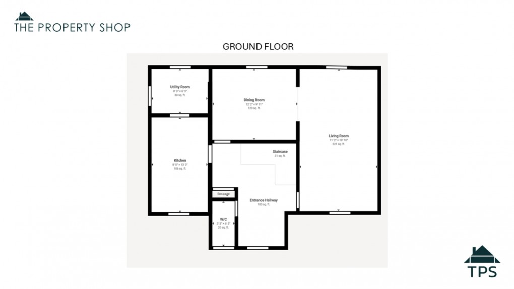 Floorplan for 3 Roseland Gardens, PL31 2EY Bodmin, Cornwall, UK